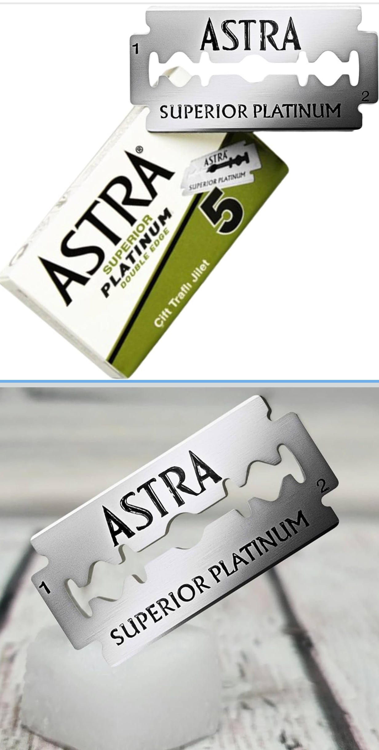 Original Wholesale Pack of 5 Astra Platinum Double Edge Razor Blades