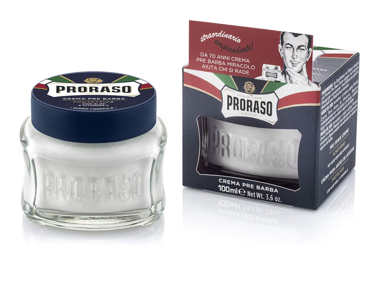 Proraso Pre Shave Cream, 100ml, Protective and Moisturising Pre Shaving Cream for Men, Made in Italy, Blue