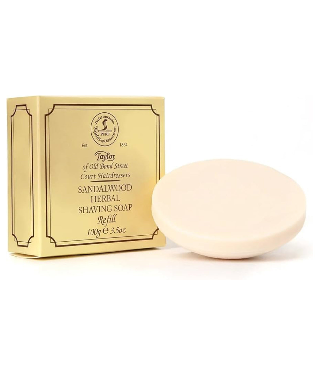 Taylor of Old Bond Street Sandalwood Hard Shaving Soap Refill, 3.5-Ounce