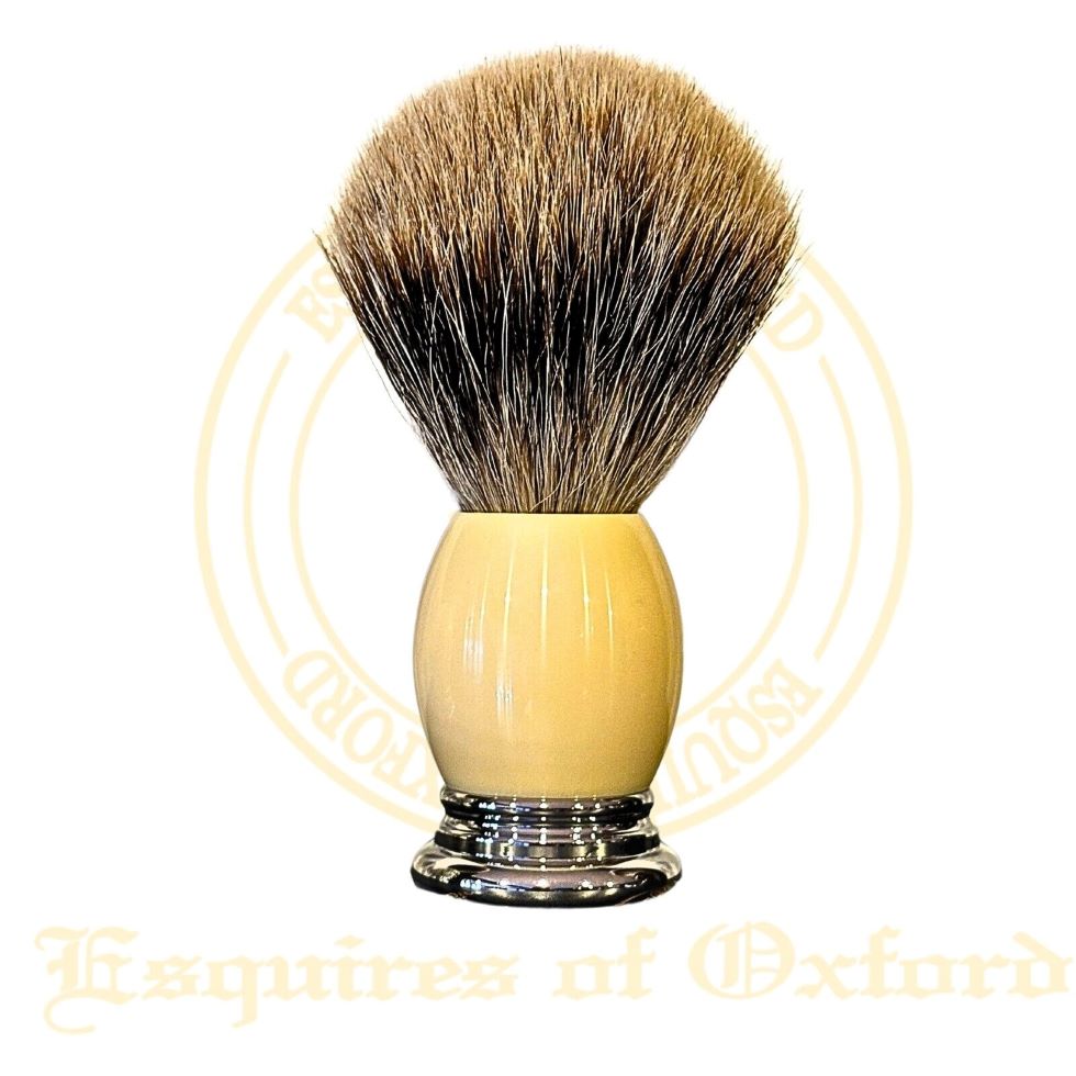 Classic Cream Resin Shaving Brush with 21mm Badger Hair – Made in UK