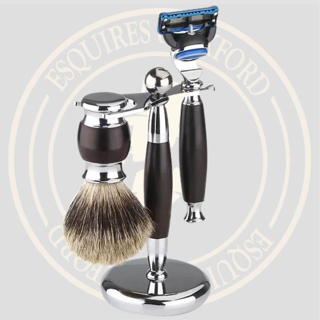 Rive Royal Esquries Wood Handmade Luxury Badger Shaving Gillette Style Shaving Set