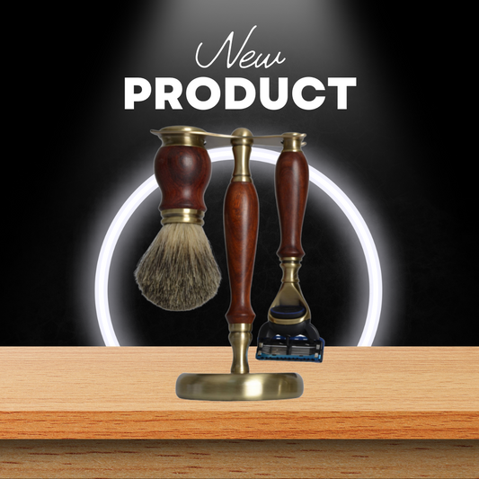 Royal Esquires Badger Hair Shaving Set Brown Wood Handle
