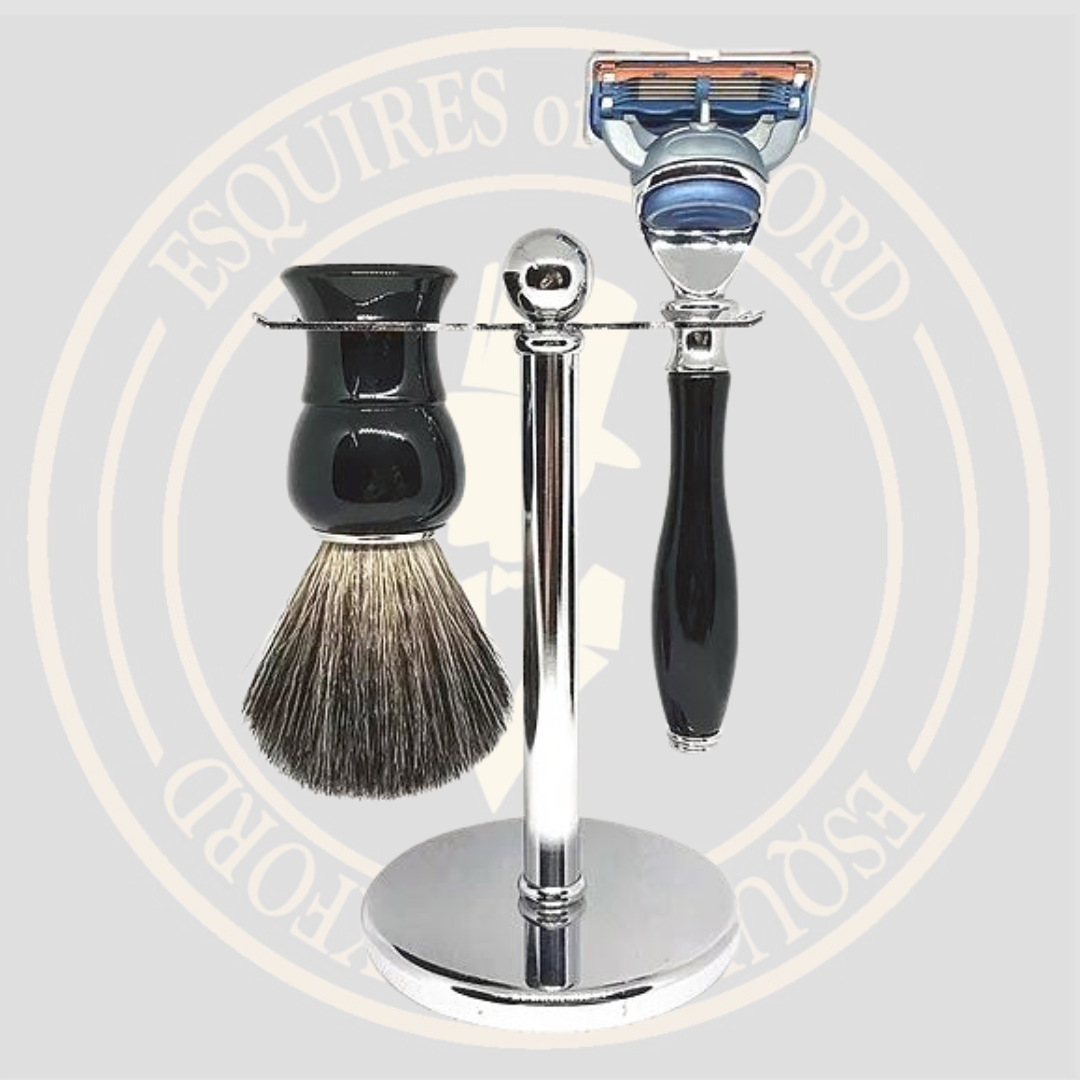 Brad Esquires Matt Black Badger Hair Shaving Full Set