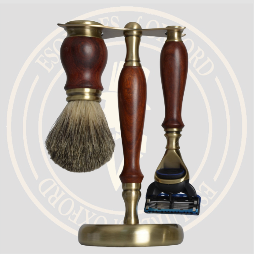 Royal Esquires Badger Hair Shaving Set Brown Wood Handle